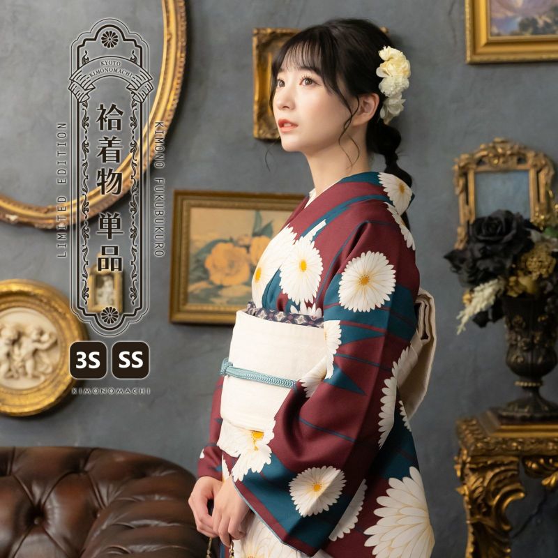 LULU99 着物 小紋 絽 着丈166 矢羽根 花 紫 洗える 39905464809663de2d1350789e2949
