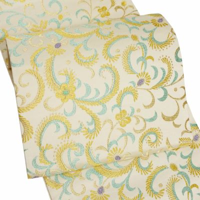 振袖 袋帯 単品「練色地 桜」日本製 西陣織 西陣織証紙番号 No.172 岡