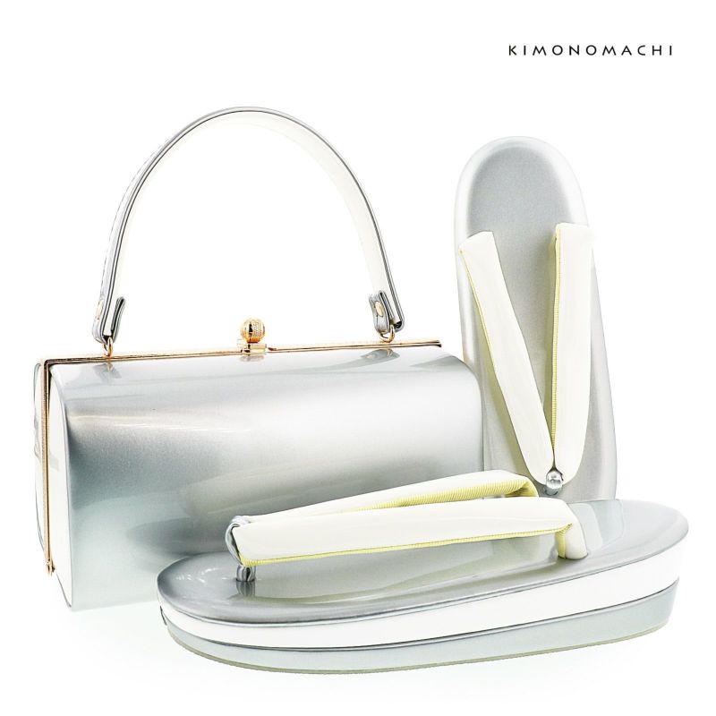 振袖 草履 バッグ 成人式「銀×白」Fサイズ レディース 振袖用草履バッグセット エナメル 無地 振袖 草履 バッグ【メール便不可】 000000030106-01-l.jpg?t=